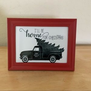 Farmhouse Christmas tree and truck picture 5x7 w/frame